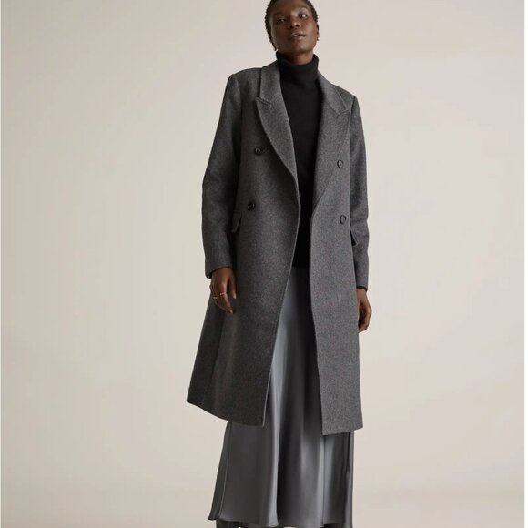 Quince Italian Wool Double-Breasted Coat - Heather Charcoal · Size M - Picture 1 of 11